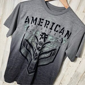 American Fighter Gray‎ Black Ombre T Shirt Mens Small Grunge Affliction